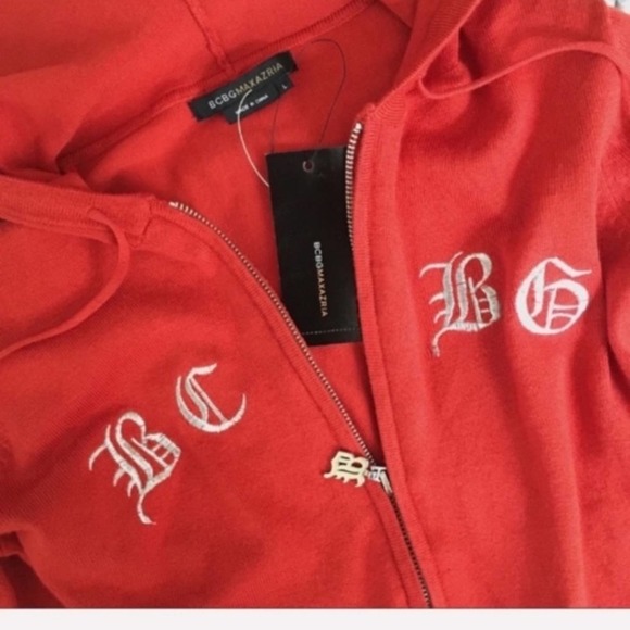 BCBG Rhinestone Logo Sweater Hoodie Large NWT - Picture 3 of 4